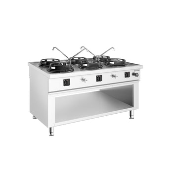 Gazlı Wok Ocak - 90 kW - 6 Brülör - 4 Musluk Dahil
