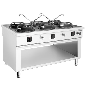 Gazlı Wok Ocak - 90 kW - 6 Brülör - 4 Musluk Dahil
