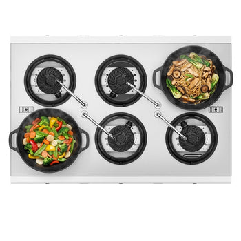 Gazlı Wok Ocak - 90 kW - 6 Brülör - 4 Musluk Dahil