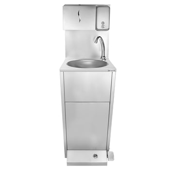 Yıkama İstasyonu - Ayak Kumandalı, Peçete ve Sabun Dispenserli Paslanmaz Çelik Lavabo