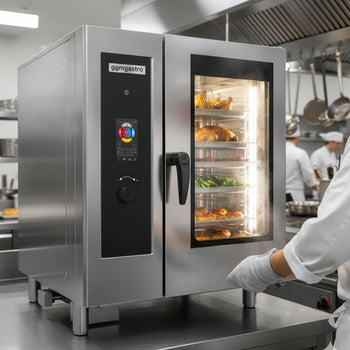 Gazlı Kombi Fırın - Dokunmatik - 10x GN 1/1 - Yıkama Sistemi, Sıcaklık Sensörü, Kazan ve İç Çerçeve Dahil