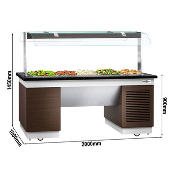 Soğuk Açık Büfe Tezgahı DUBLIN - Soğuk Havuzlu - GN 1/1 için - 2000 mm x 1000 mm