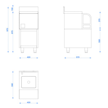 Bar Mikser Ünitesi – Lavabolu ve Raflı - 400x590 mm