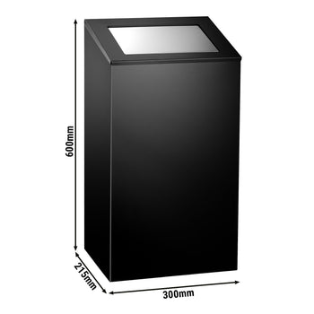 İtme Kapaklı/İtme Kapak Çöp Kutusu/Çöp Kovası - 38 Litre - Siyah