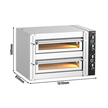 Elektrikli Pizza Fırını - Taş Tabanlı - 30 cm x 4+4 Pizza Kapasiteli - 380V - Manuel