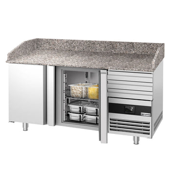 Pizza Hazırlık Tezgahı   - 1600x800mm - 2 Kapılı & 3 Çekmeceli