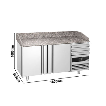 Pizza Hazırlık Tezgahı   - 1600x800mm - 2 Kapılı & 3 Çekmeceli