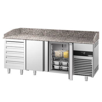 Pizza Hazırlık Tezgahı   - 2100x800mm - 3 Kapılı & 6 Çekmeceli