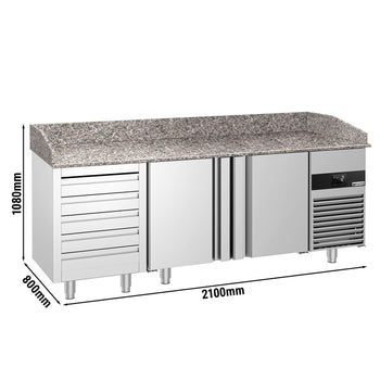 Pizza Hazırlık Tezgahı   - 2100x800mm - 3 Kapılı & 6 Çekmeceli