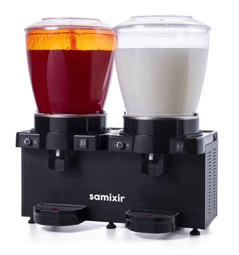 Panaromik Analog Twin Soğuk İçecek Dispenseri, 22+22 Lt. - Fıskiyeli - Siyah - Samixir