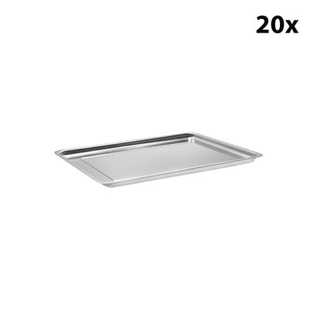 Paslanmaz Çelik Yemek Taşıma Tepsisi - Kenarlı - 375x250x20 mm - (20 Adet)