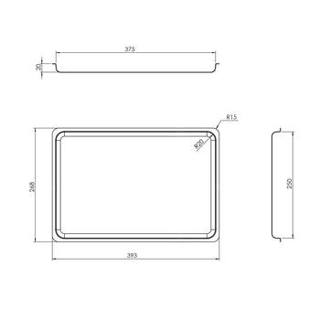 Paslanmaz Çelik Yemek Taşıma Tepsisi - Kenarlı - 375x250x20 mm - (20 Adet)