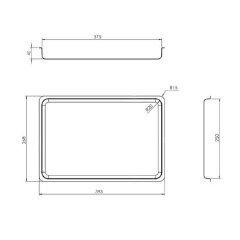 Paslanmaz Çelik Yemek Taşıma Tepsisi - Kenarlı - 375x250x40 mm - (20 Adet)