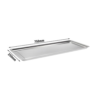 Paslanmaz Çelik Yemek Taşıma Tepsisi - Kenarlı - 750x250x20 mm