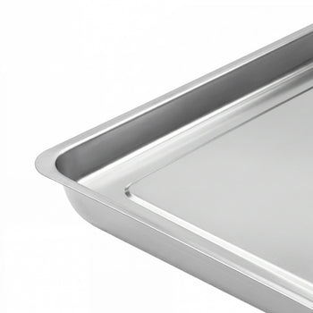 Paslanmaz Çelik Yemek Taşıma Tepsisi - Kenarlı - 375x250x40 mm - (20 Adet)