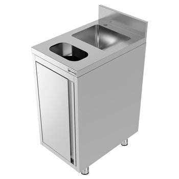 Dolaplı Lavabo Tezgahı – Evyeli ve Çöp Kutulu - 650x600 mm