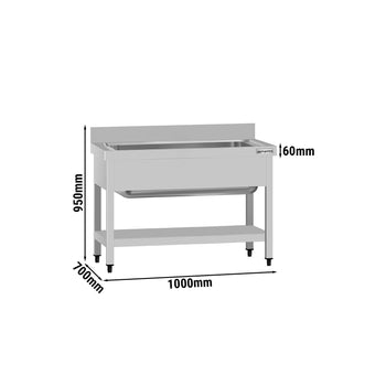 Tencere Yıkama Tezgahı ECO - 1000x700mm - Alt Raflı & 1 Evyeli
