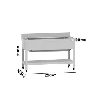 Tencere Yıkama Tezgahı ECO - 1200x700mm - Alt Raflı & 1 Evyeli