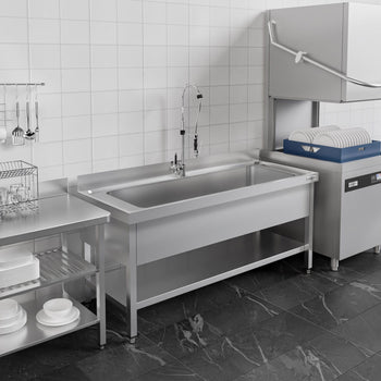 Tencere Yıkama Tezgahı ECO - 1400x700mm - Alt Raflı & 1 Evyeli