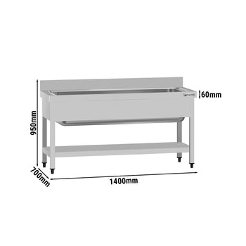 Tencere Yıkama Tezgahı ECO - 1400x700mm - Alt Raflı & 1 Evyeli