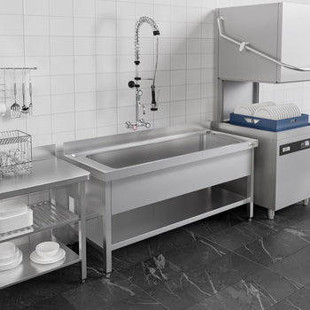 Tencere Yıkama Tezgahı ECO - 1600x700mm - Alt Raflı & 1 Evyeli