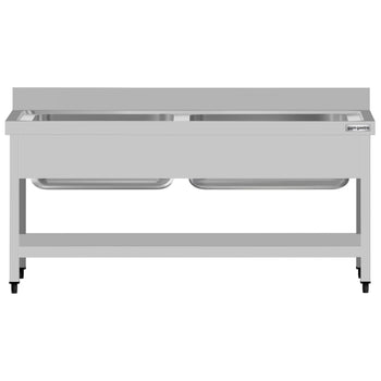 Tencere Yıkama Tezgahı ECO - 1600x600mm - Alt Raf ve 2 Evye ile