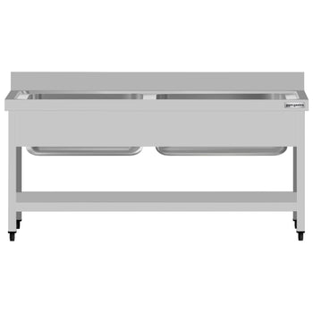 Tencere Yıkama Tezgahı ECO - 1600x700mm - Alt Raflı & 2 Evyeli