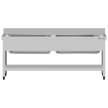 Tencere Yıkama Tezgahı ECO - 1800x700mm - Alt Raflı & 2 Evyeli