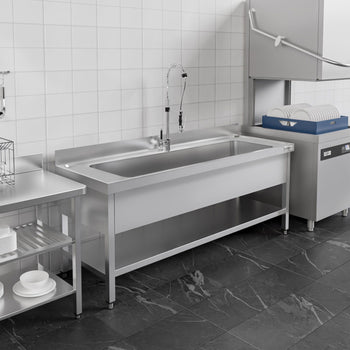 Tencere Yıkama Tezgahı ECO - 2000x700mm - Alt Raflı & 1 Evyeli