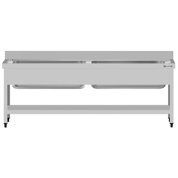 Tencere Yıkama Tezgahı ECO - 2000x700mm - Alt Raflı & 2 Evyeli