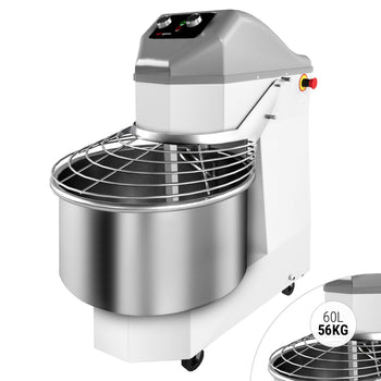 Hamur Yoğurma Makinası - 60 Lt. / 56 kg - 2 Hız Ayarlı - Sabit Hazneli ve Tekerlekli - Zamanlayıcı Fonksiyonlu