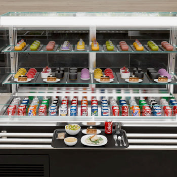 Soğutmalı Büfe Arabası DANZIG - 1600 mm - 2 Raflı - Tepsi Kızaklı - Siyah