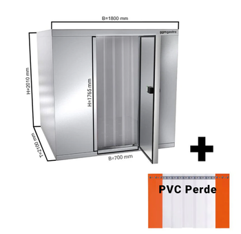 Paslanmaz Çelik Derin Dondurucu Oda -  1800 x 2100mm - 5,13m³ - Pvc perde dahil