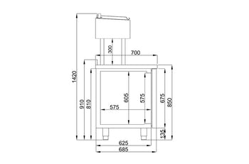 Yatay, Tezgah Tip, Yükseltilmiş Make Up, Hazırlık Buzdolabı - Paslanmaz Çelik - 2 Kapılı