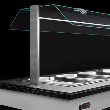 Sıcak Açık Büfe Tezgahı BELFAST - 1600mm - Benmarili& Tekerlekli - 4x GN 1/1 için