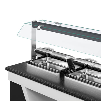 Sıcak Açık Büfe Tezgahı BELFAST - 2300mm - 3 Reşo Kaplı & Tekerlekli