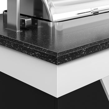 Sıcak Açık Büfe Tezgahı BELFAST - 2300mm - 3 Reşo Kaplı & Tekerlekli