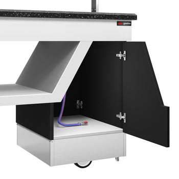 Sıcak Açık Büfe Tezgahı BELFAST - 1600mm - Benmarili& Tekerlekli - 4x GN 1/1 için