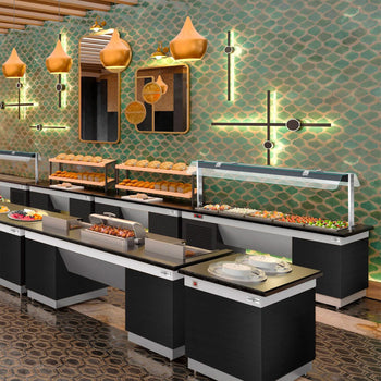 Soğuk Açık Büfe Tezgahı DUBLIN - 2000mm - Soğuk Havuzlu & Tekerlekli - 5x GN 1/1 için