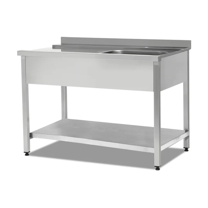 Empero - Bulaşık Maki̇nesi̇ Gi̇ri̇ş Tezgahı - Tek Evyeli Taban Raflı (Sağ) - 1200 mm