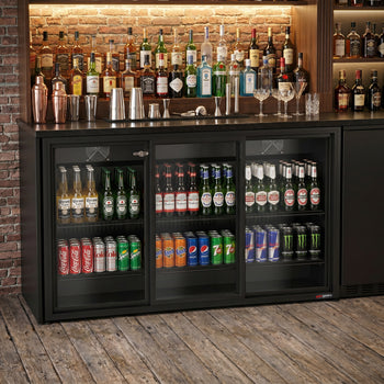 Bar Arkası Şişe Soğutucu Dolap - 3 Kapılı - Siyah