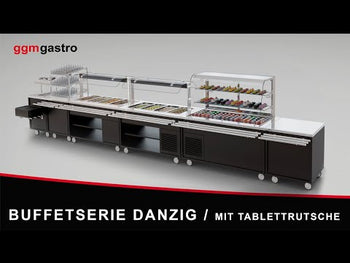 Tekerlekli Sıcak Açık Büfe Tezgahı DANZIG - 1900 mm - 5x GN 1/1 için - Tepsi Kızaklı - Siyah
