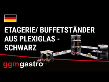 Açık Büfe Teşhir Standı - Plexiglas & Paslanmaz Çelik (AISI 304) çerçeveli - Siyah - 355x355x600mm - dahil 3 Melamin Kase