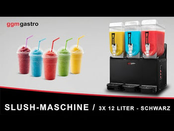 Slush (Buzlaş) Makinesi - 12+12+12L - 1,4kW - Granita/Buzlu İçecek Dispenseri - Siyah