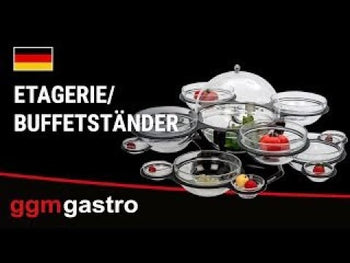 Açık Büfe Teşhir Standı - Döner - Siyah - 600x600x350mm - dahil 17 Cam Kase 8x Ø170mm, 8x Ø70mm, 1x Ø220mm - Paslanmaz Çelik Tutucular, Cam Kaseler
