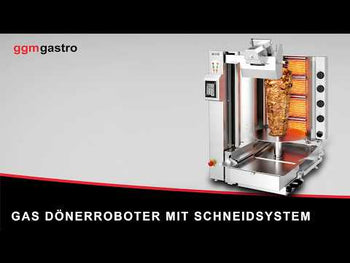 Gazlı Döner Robotu - Profesyonel - Alttan Motorlu - Hareketli Gövde - 5 Radyanlı - Kapasite: 120kg - Ayaklı - dhl. 1 şiş, 1 yağ toplama kabı - CE için - 13.3kW