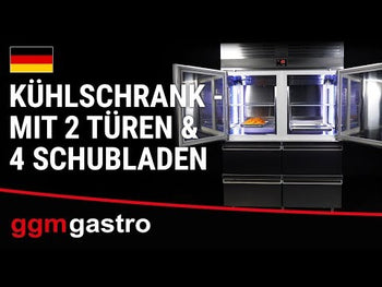Buzdolabı Paslanmaz Çelik - GN 2/1 - 1400 Litre - 2 Yarım Kapılı & 4 Çekmeceli