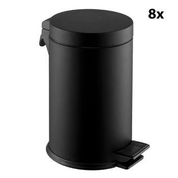 Mini Çöp Kutusu - 5 Litre - Pedallı - 8 Adet - Siyah