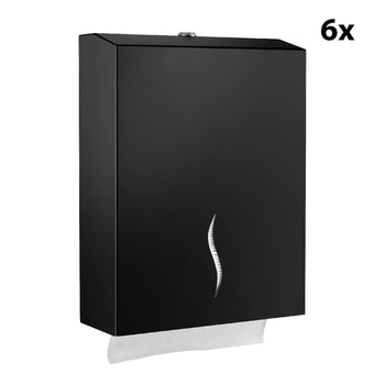 Peçete Dispenseri - 400 Peçetelik - Paslanmaz Çelik - 6 Adet - Siyah